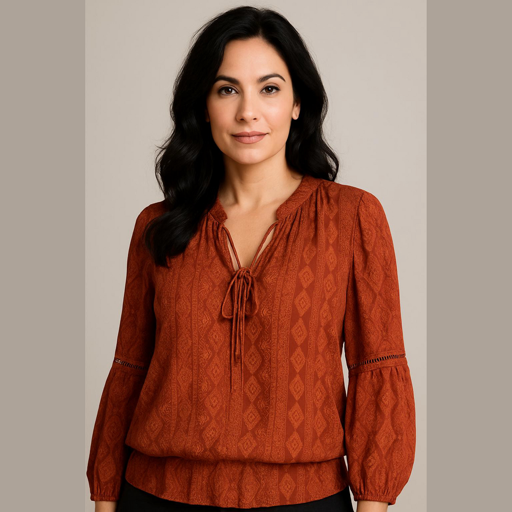 🎁Blue Rain Terracotta Patterned Blouse